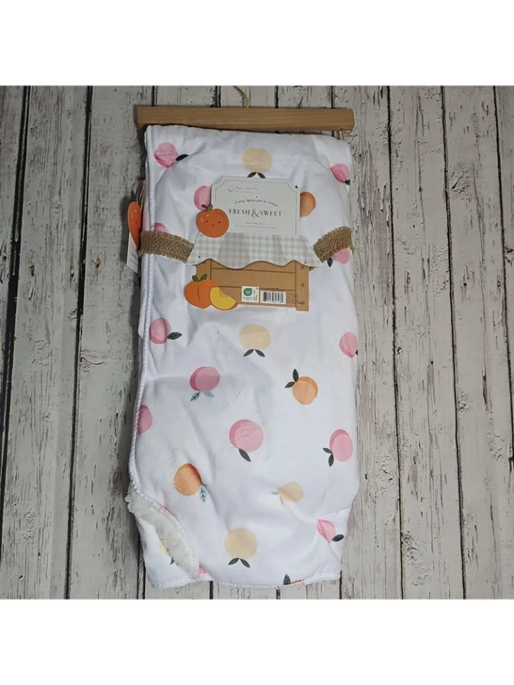 Peach Peaches Baby Blanket Soft Reversible Sherpa Fresh and Sweet 30 x 40